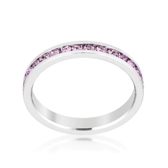 Stackable Eternity Ring Lavender Swarovski Crystals June Birthstone New - Picture 1 of 2
